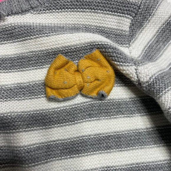 Isaac Mizrahi Girl Size 3T Gray Striped Cotton Knit Button Up Cardigan Sweater - Picture 3 of 6